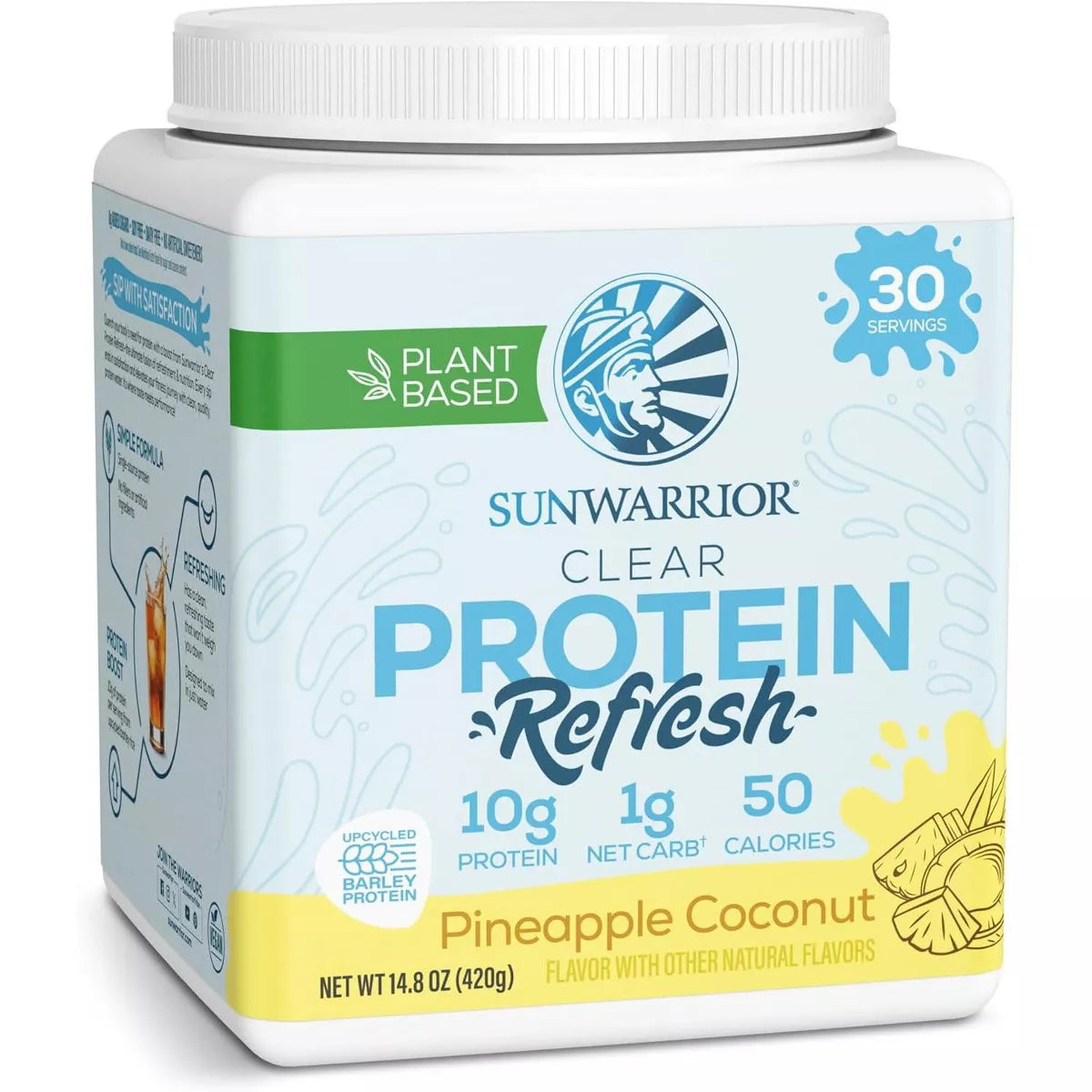 CLEAR Protein Refresh Protein Powder, Plant Based Protein Powder, Clear Protein Powder Water Mix, Hydration Supplement, Sunwarrior, 420G (30 Servings)